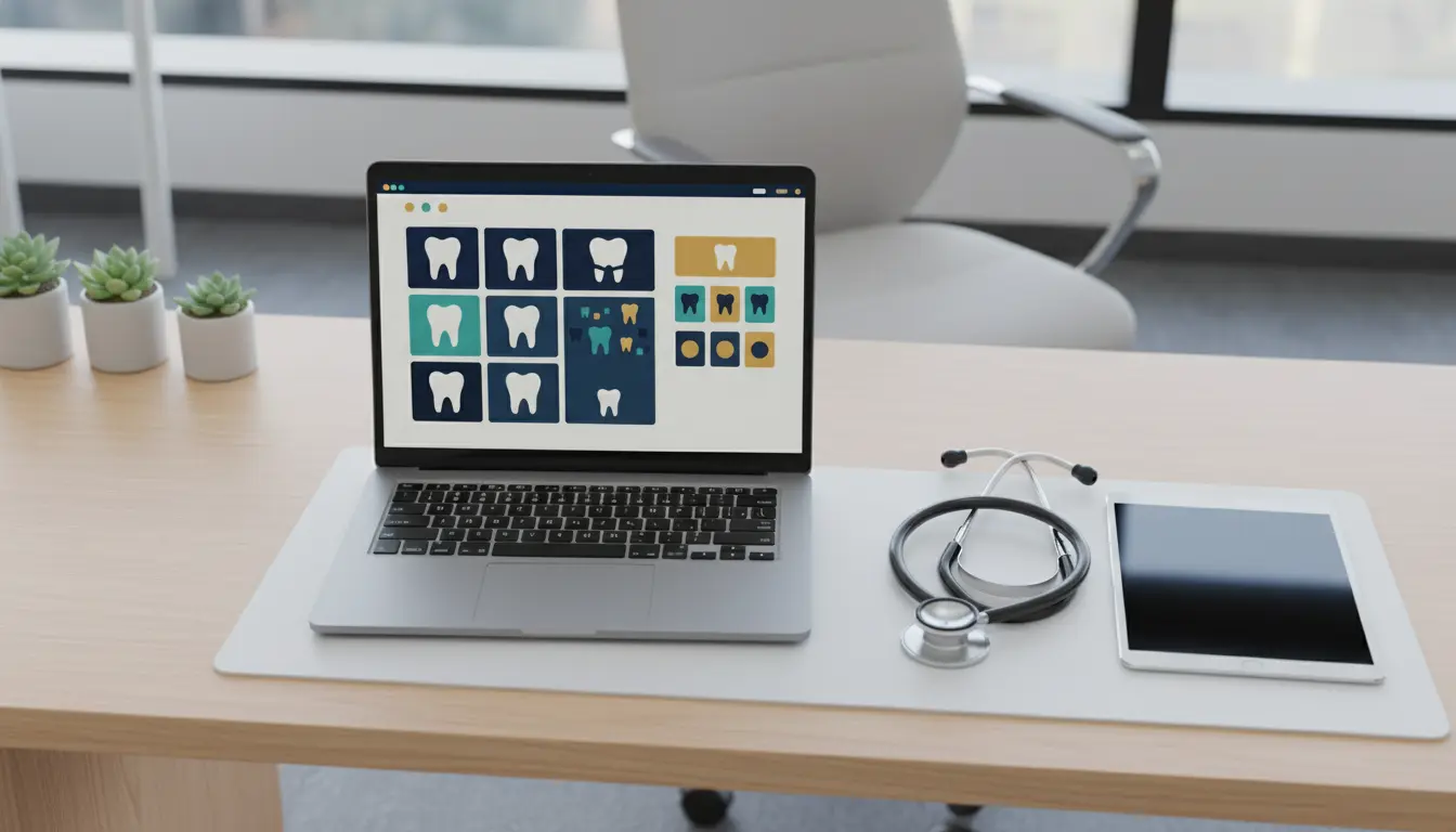 Historia clinica odontologica digital en pantalla con paciente y datos completos