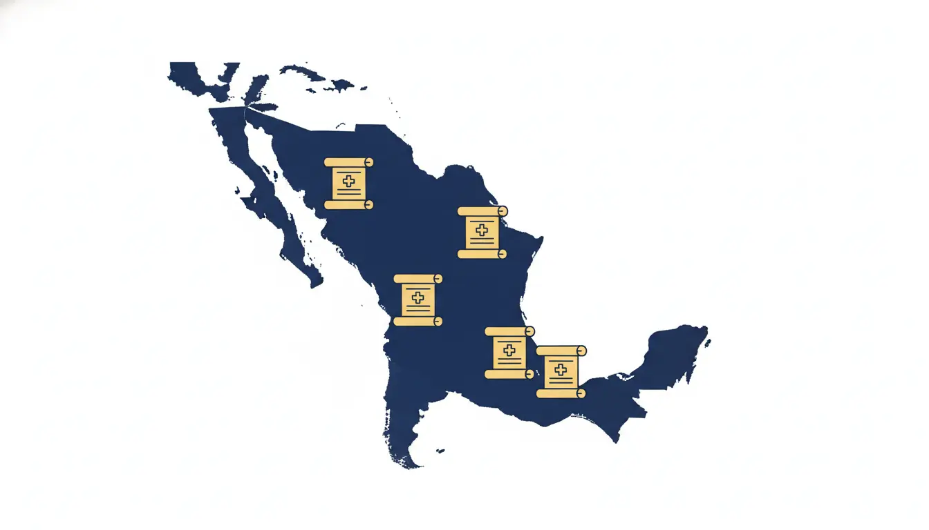 Mapa de America Latina con normativas de historia clinica por pais
