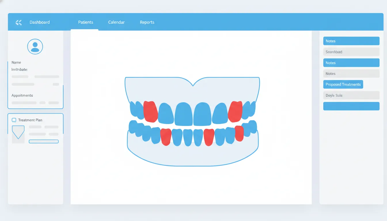 Odontograma digital de Cenident con símbolos por cara y plan de tratamiento